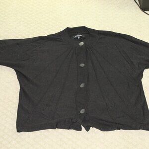 Evan Picone Size 2X Black Large Button Pintucked Dolman Sleeve Cardigan